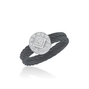 ALOR Black Cable With 18 Karat White Gold Ring